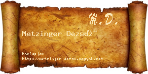 Metzinger Dezső névjegykártya